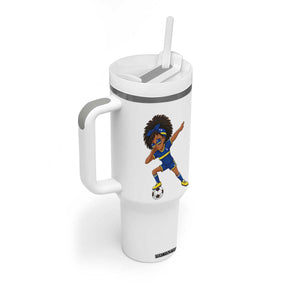 Funny Curacao Soccer Girl Tumbler With Handle Dabbing Football Fan Gift