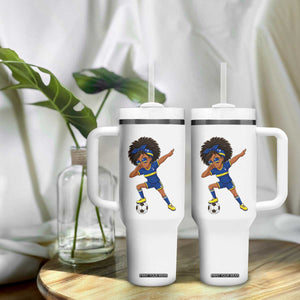 Funny Curacao Soccer Girl Tumbler With Handle Dabbing Football Fan Gift