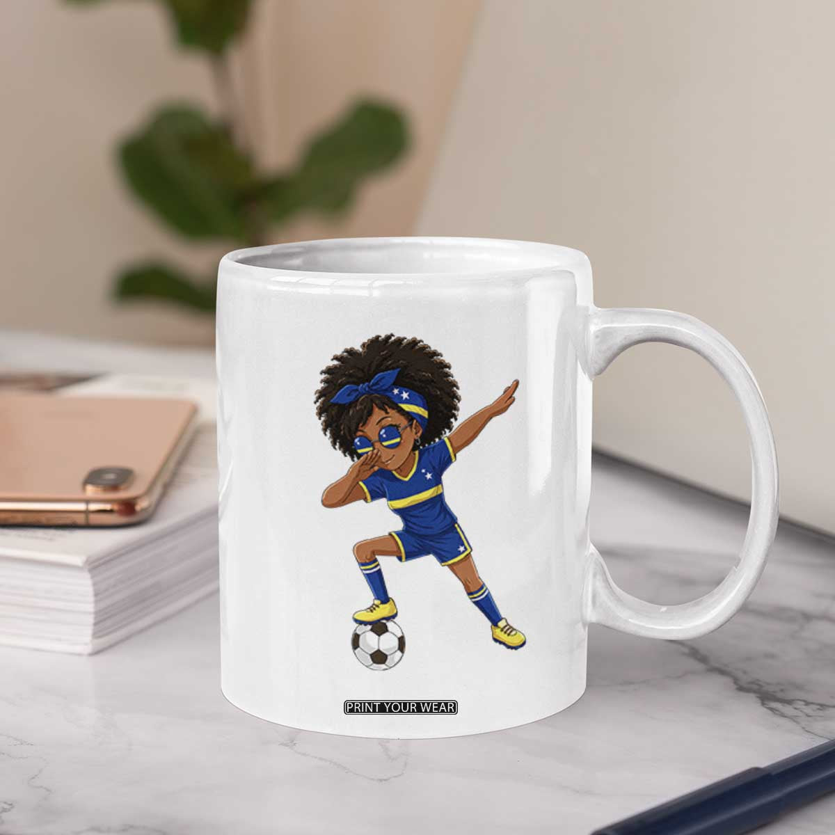 Funny Curacao Soccer Girl Coffee Mug Dabbing Football Fan Gift