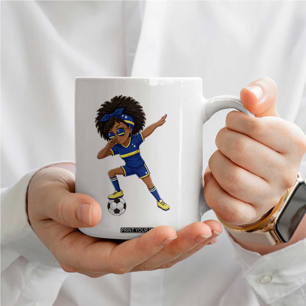 Funny Curacao Soccer Girl Coffee Mug Dabbing Football Fan Gift
