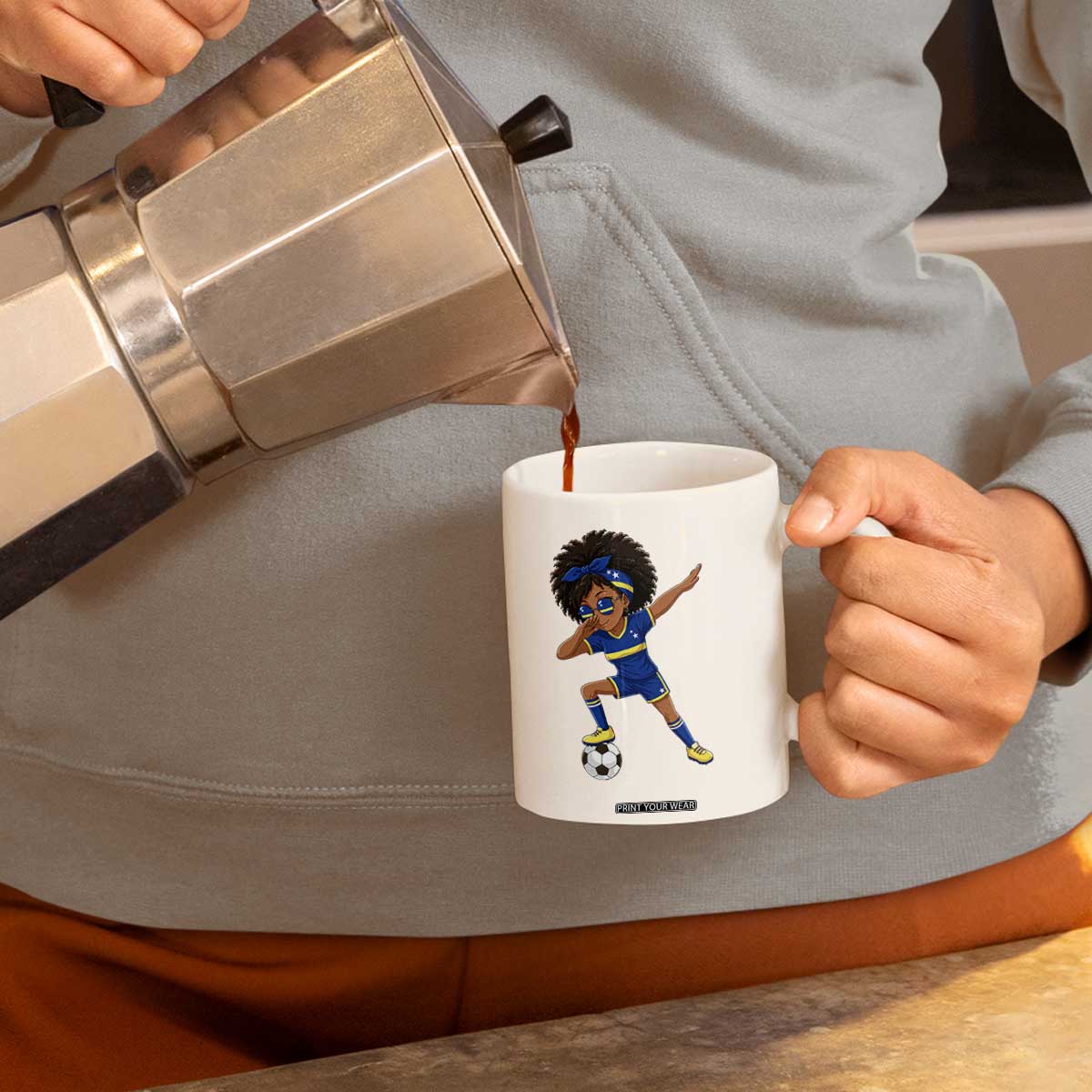 Funny Curacao Soccer Girl Coffee Mug Dabbing Football Fan Gift
