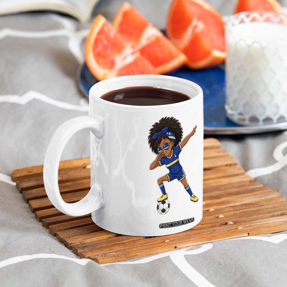 Funny Curacao Soccer Girl Coffee Mug Dabbing Football Fan Gift