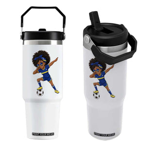 Funny Curacao Soccer Girl Flip Straw Tumbler Dabbing Football Fan Gift
