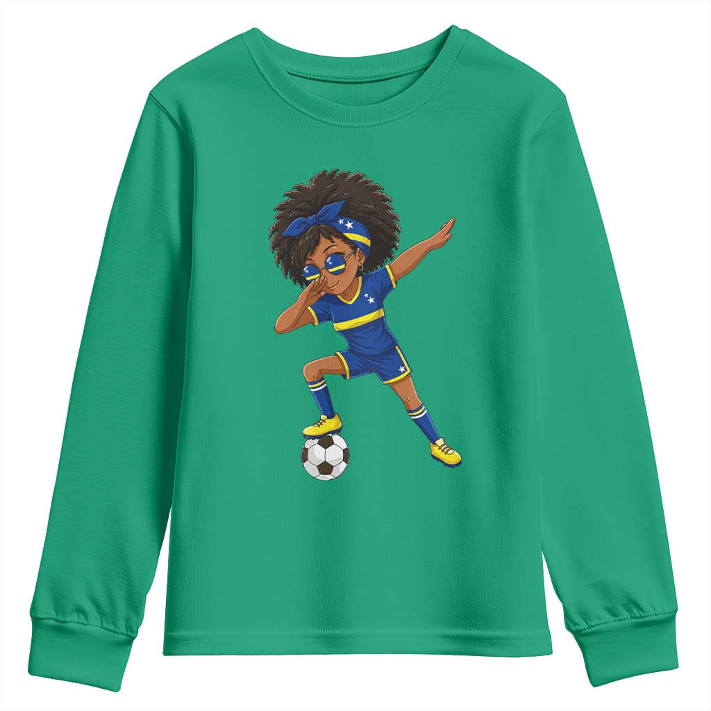 Funny Curacao Soccer Girl Youth Sweatshirt Dabbing Football Fan Gift