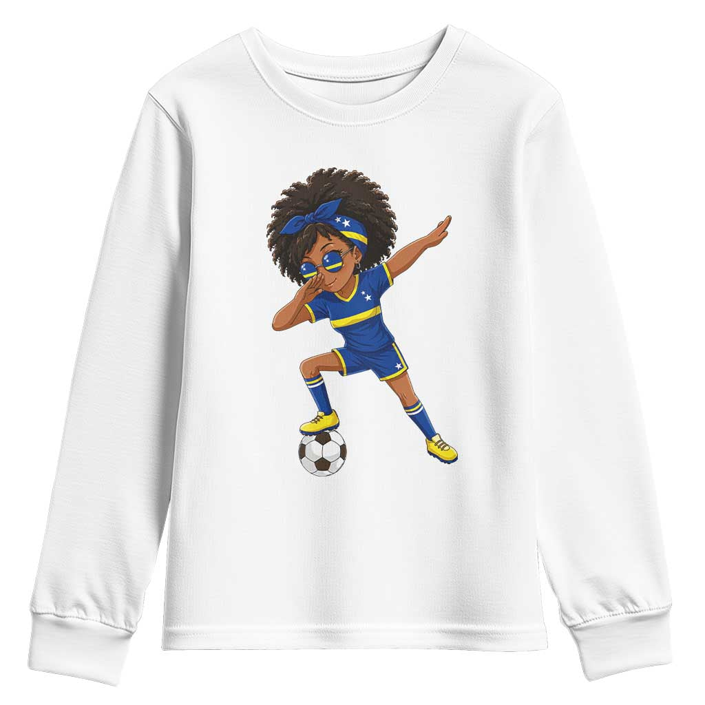 Funny Curacao Soccer Girl Youth Sweatshirt Dabbing Football Fan Gift TS12 White Print Your Wear