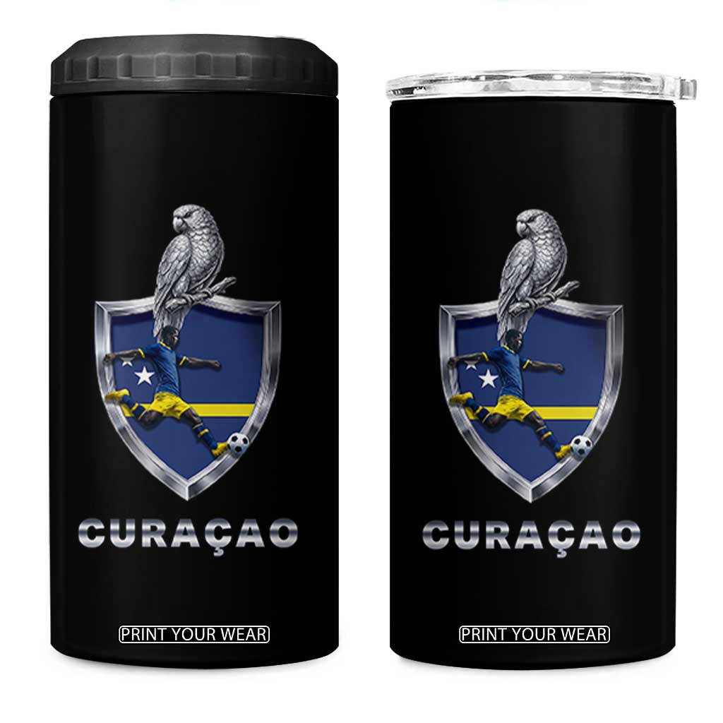 Supporting Curacao Soccer 2026 4 in 1 Can Cooler Tumbler Caribbean Team Pride Gift