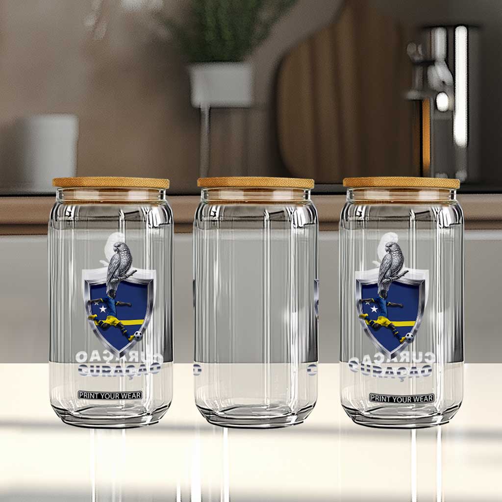 Supporting Curacao Soccer 2026 Glass Can Caribbean Team Pride Gift