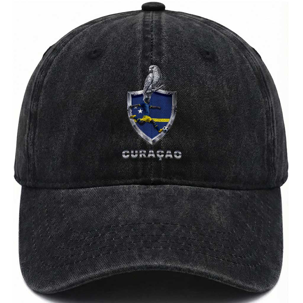 Supporting Curacao Soccer 2026 Washed Cotton Baseball Cap Caribbean Team Pride Gift