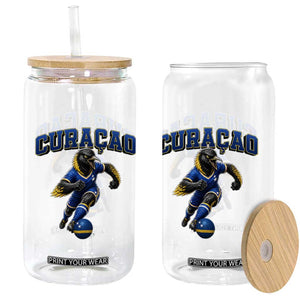 Funny Curacao Bird Soccer Lover Glass Can Caribbean Island Gift