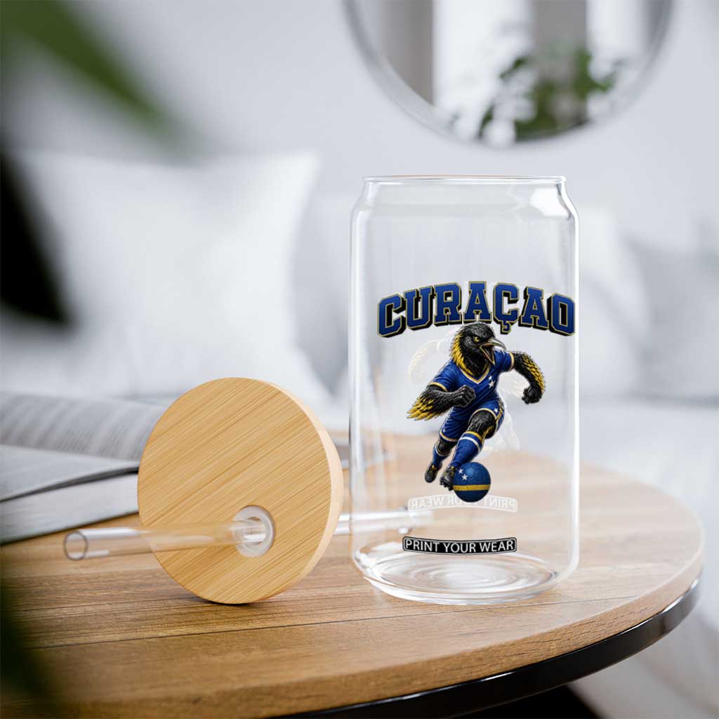 Funny Curacao Bird Soccer Lover Glass Can Caribbean Island Gift