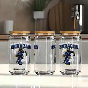 Funny Curacao Bird Soccer Lover Glass Can Caribbean Island Gift