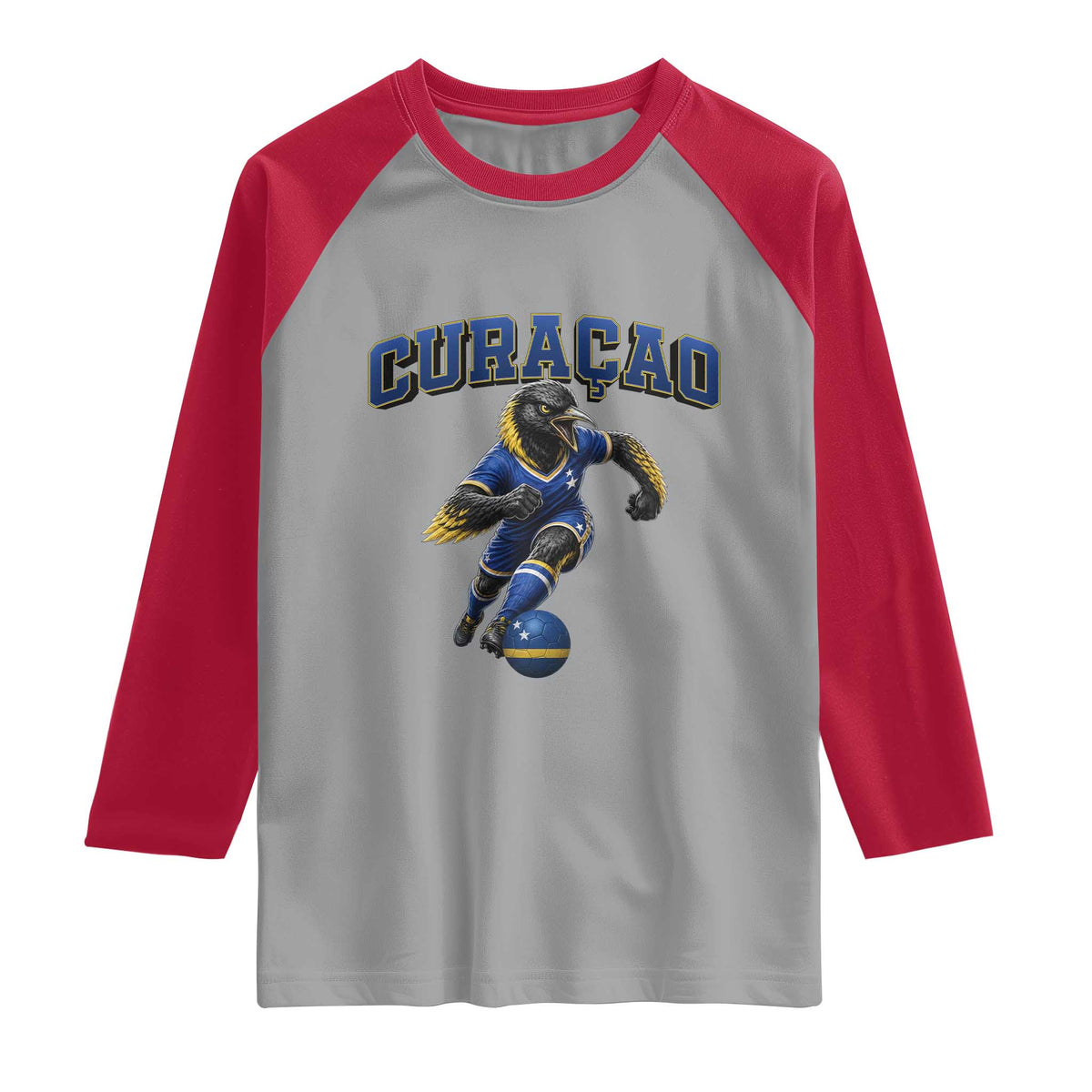Funny Curacao Bird Soccer Lover Raglan Shirt Caribbean Island Gift