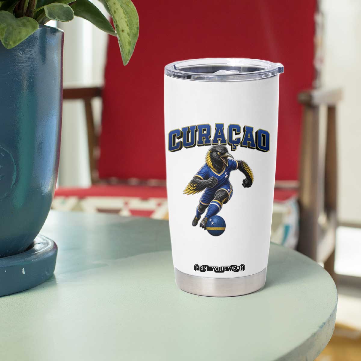 Funny Curacao Bird Soccer Lover Tumbler Cup Caribbean Island Gift