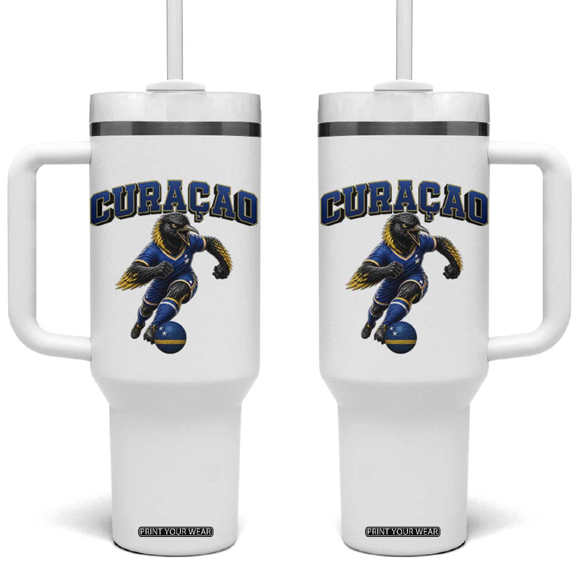 Funny Curacao Bird Soccer Lover Tumbler With Handle Caribbean Island Gift