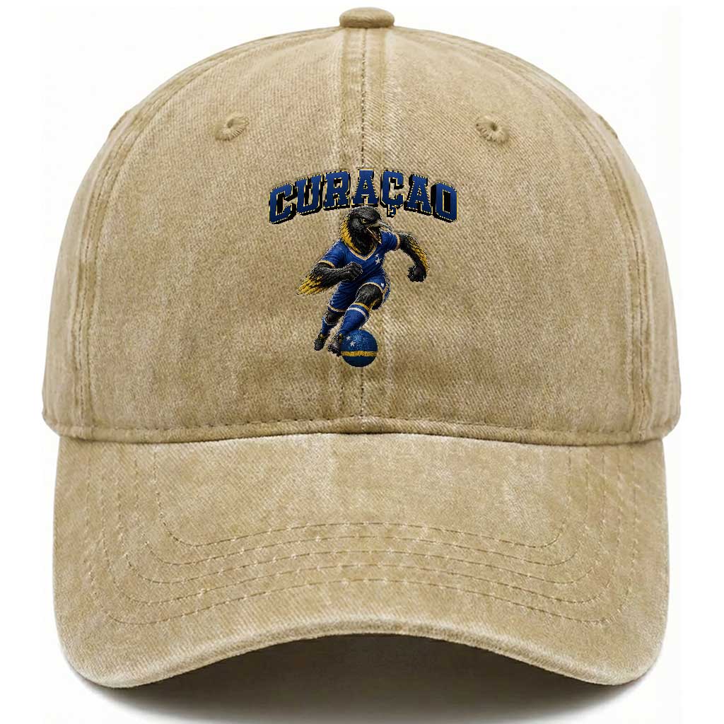 Funny Curacao Bird Soccer Lover Washed Cotton Baseball Cap Caribbean Island Gift