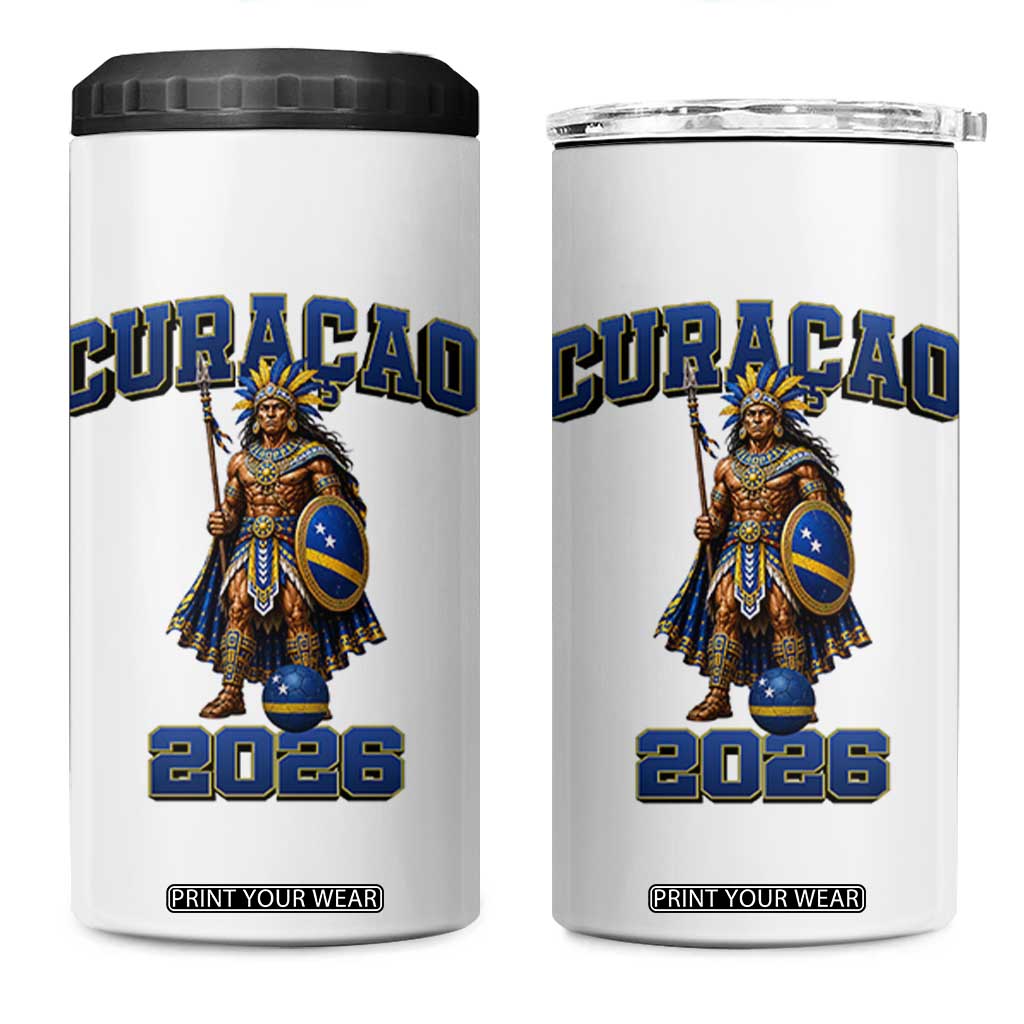 Curacao Warrior Football Fan 4 in 1 Can Cooler Tumbler Proud Island Game Day Gift