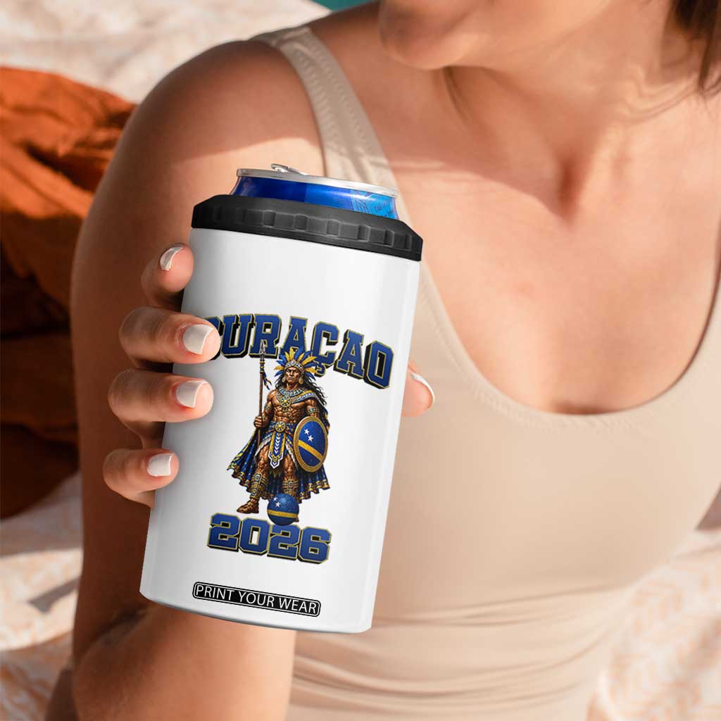 Curacao Warrior Football Fan 4 in 1 Can Cooler Tumbler Proud Island Game Day Gift