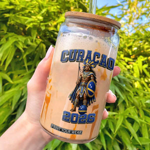 Curacao Warrior Football Fan Glass Can Proud Island Game Day Gift