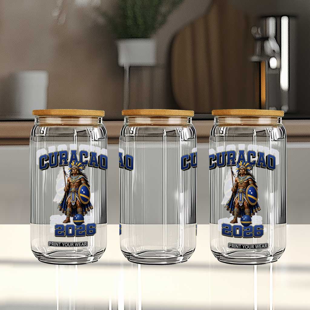 Curacao Warrior Football Fan Glass Can Proud Island Game Day Gift