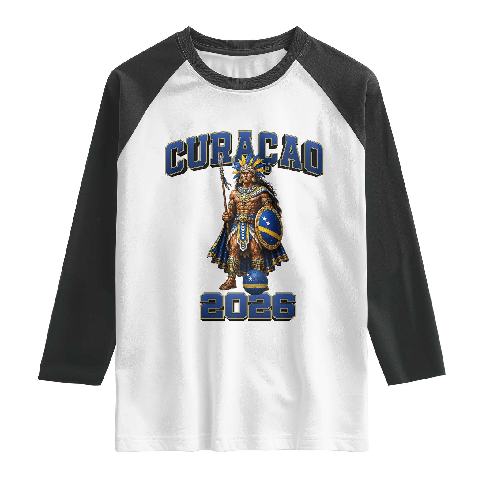 Curacao Warrior Football Fan Raglan Shirt Proud Island Game Day Gift TS12 White Black Print Your Wear