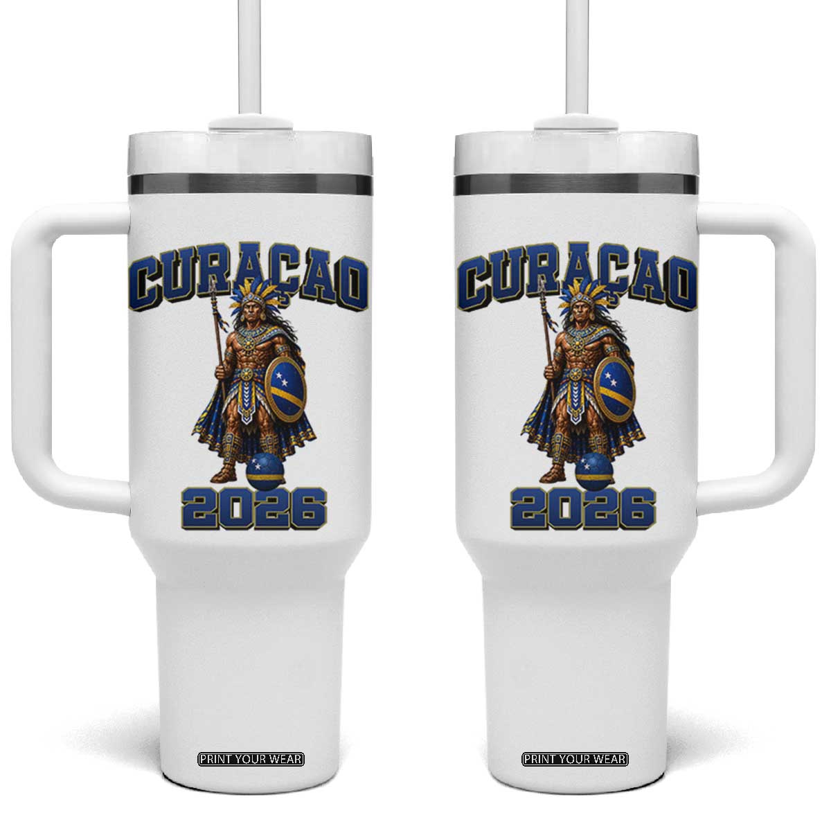 Curacao Warrior Football Fan Tumbler With Handle Proud Island Game Day Gift