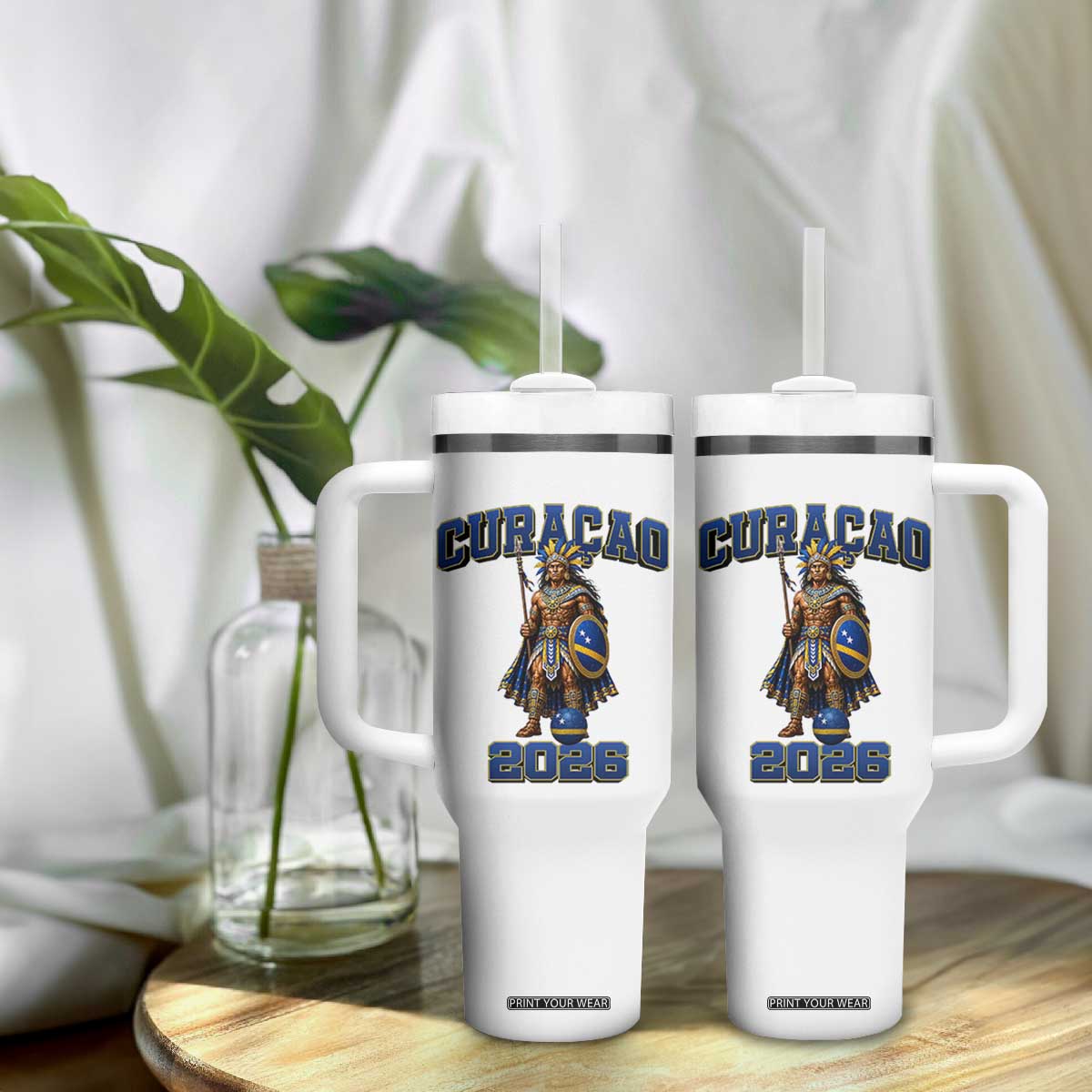Curacao Warrior Football Fan Tumbler With Handle Proud Island Game Day Gift