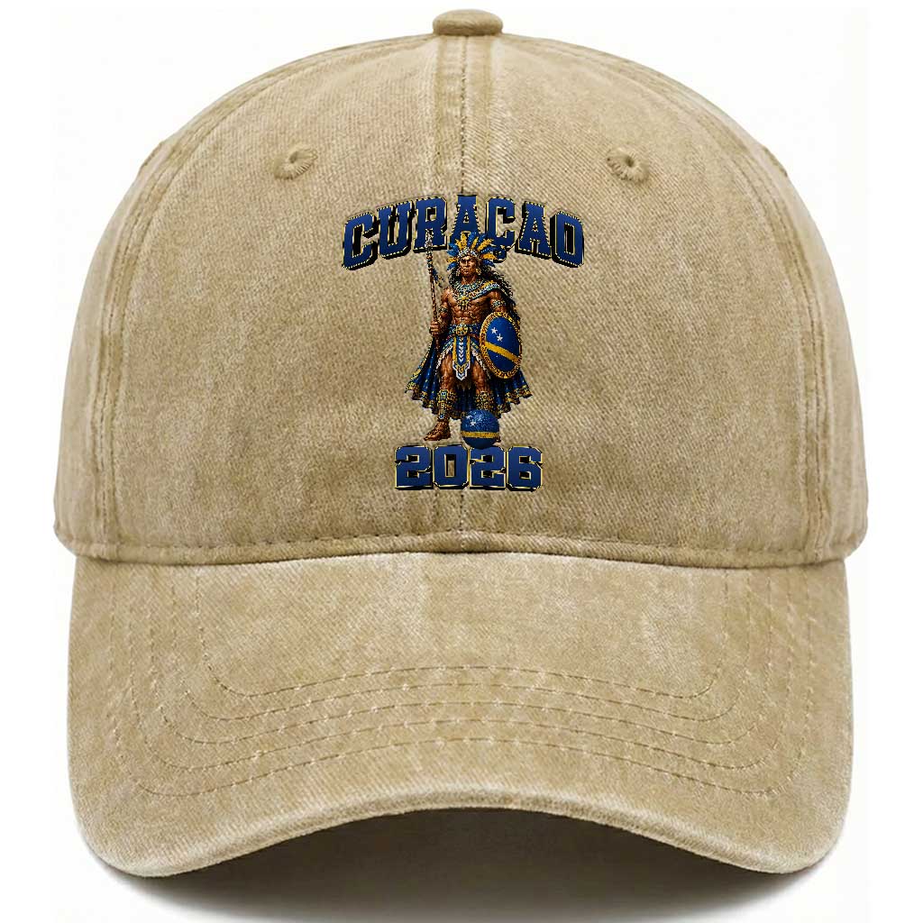 Curacao Warrior Football Fan Washed Cotton Baseball Cap Proud Island Game Day Gift
