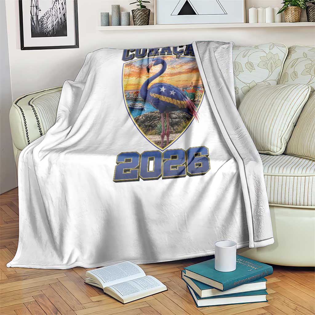 Funny Curacao Flamingo Soccer Lover Throw Blanket Caribbean Island Gift