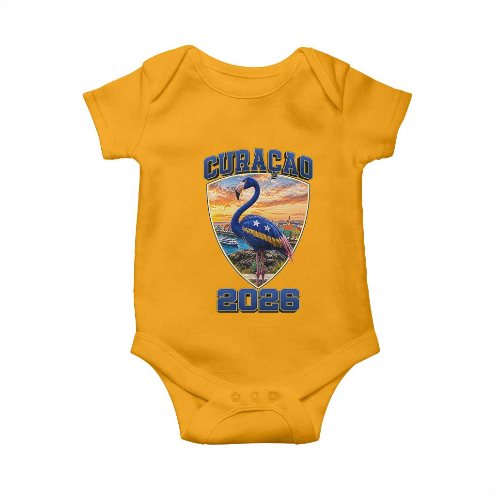 Funny Curacao Flamingo Soccer Lover Baby Onesie Caribbean Island Gift