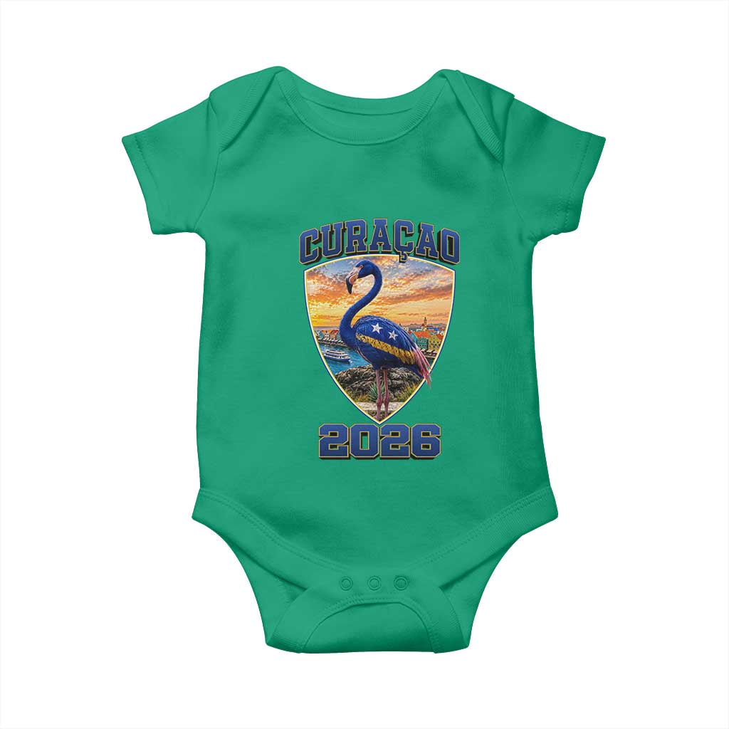Funny Curacao Flamingo Soccer Lover Baby Onesie Caribbean Island Gift