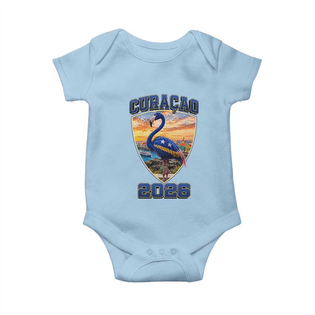 Funny Curacao Flamingo Soccer Lover Baby Onesie Caribbean Island Gift