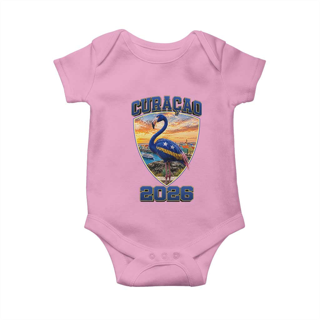 Funny Curacao Flamingo Soccer Lover Baby Onesie Caribbean Island Gift