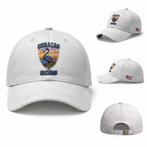 Funny Curacao Flamingo Soccer Lover Baseball Cap Caribbean Island Gift