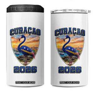 Funny Curacao Flamingo Soccer Lover 4 in 1 Can Cooler Tumbler Caribbean Island Gift