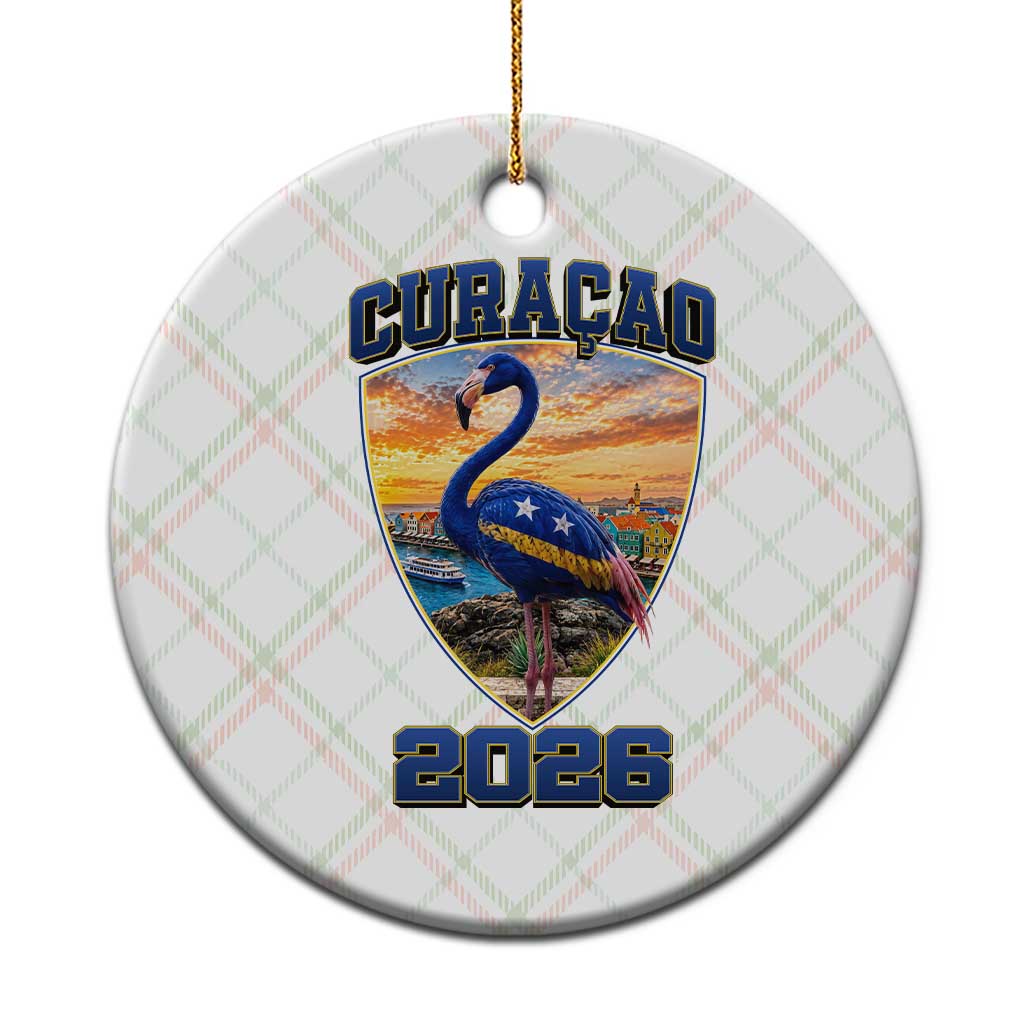 Funny Curacao Flamingo Soccer Lover Ceramic Ornament Caribbean Island Gift