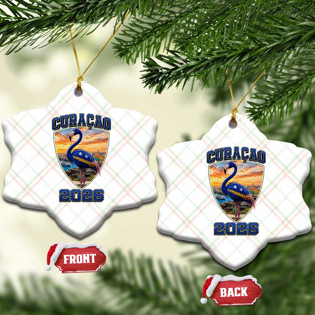 Funny Curacao Flamingo Soccer Lover Ceramic Ornament Caribbean Island Gift
