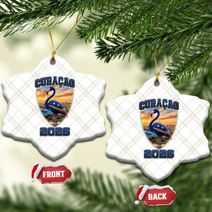 Funny Curacao Flamingo Soccer Lover Ceramic Ornament Caribbean Island Gift