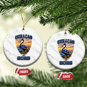 Funny Curacao Flamingo Soccer Lover Ceramic Ornament Caribbean Island Gift