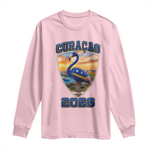 Funny Curacao Flamingo Soccer Lover Long Sleeve Shirt Caribbean Island Gift