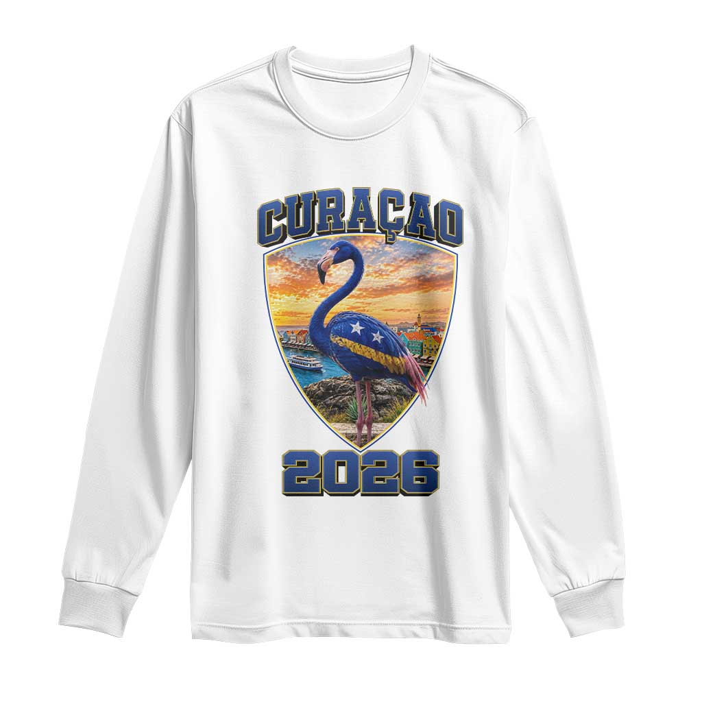 Funny Curacao Flamingo Soccer Lover Long Sleeve Shirt Caribbean Island Gift TS12 White Print Your Wear