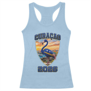 Funny Curacao Flamingo Soccer Lover Racerback Tank Top Caribbean Island Gift