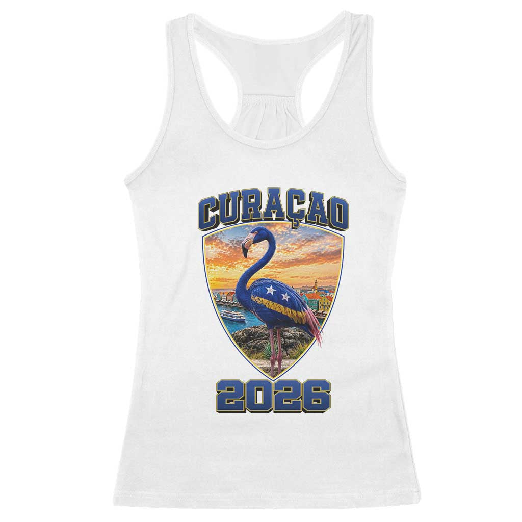 Funny Curacao Flamingo Soccer Lover Racerback Tank Top Caribbean Island Gift TS12 White Print Your Wear