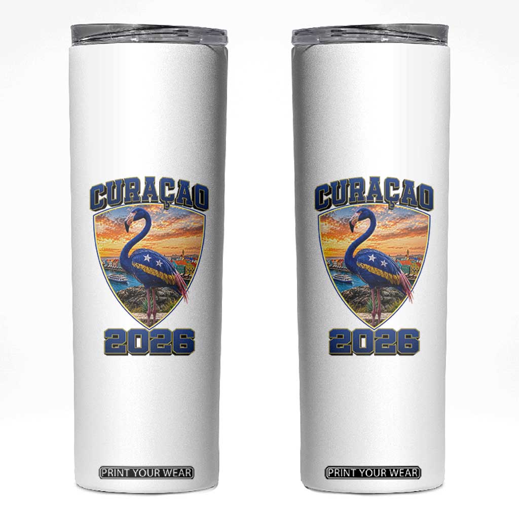 Funny Curacao Flamingo Soccer Lover Skinny Tumbler Caribbean Island Gift