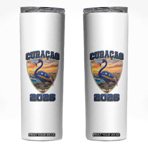 Funny Curacao Flamingo Soccer Lover Skinny Tumbler Caribbean Island Gift
