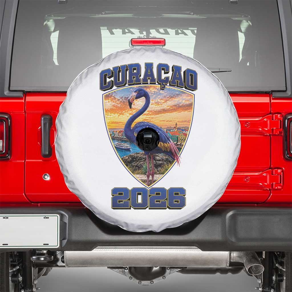 Funny Curacao Flamingo Soccer Lover Spare Tire Cover Caribbean Island Gift
