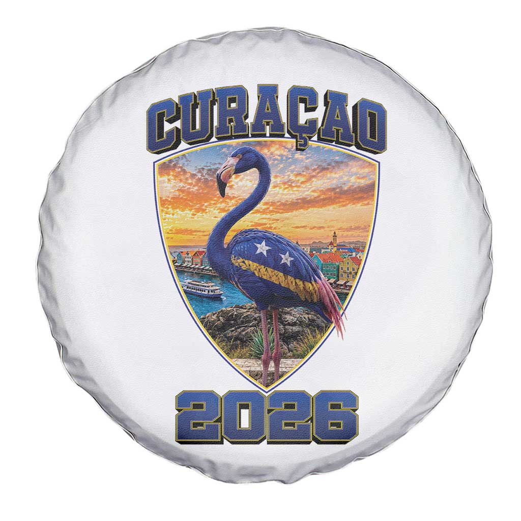 Funny Curacao Flamingo Soccer Lover Spare Tire Cover Caribbean Island Gift