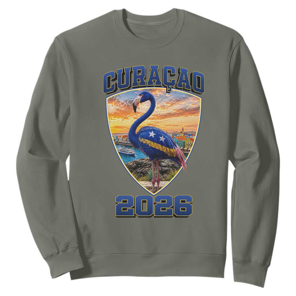 Funny Curacao Flamingo Soccer Lover Sweatshirt Caribbean Island Gift