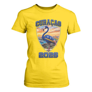 Funny Curacao Flamingo Soccer Lover T Shirt For Women Caribbean Island Gift