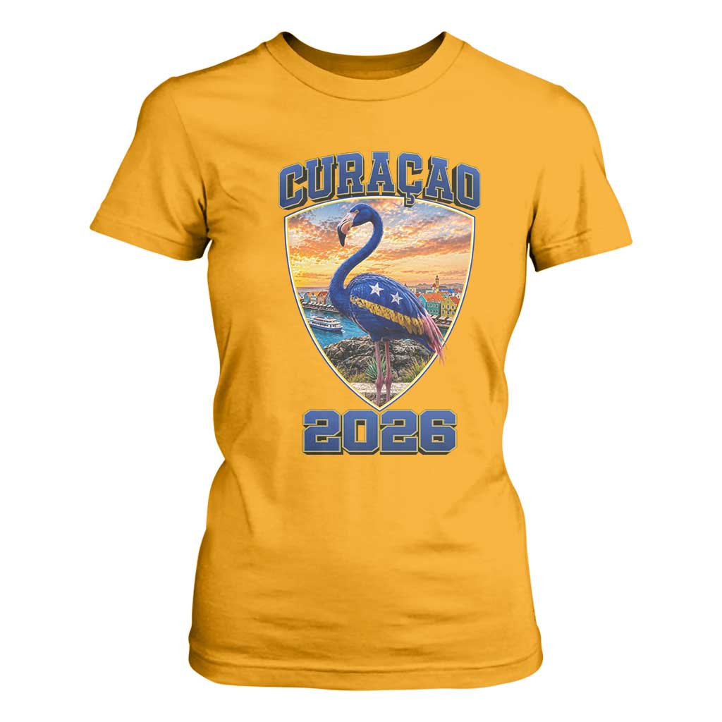 Funny Curacao Flamingo Soccer Lover T Shirt For Women Caribbean Island Gift