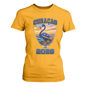 Funny Curacao Flamingo Soccer Lover T Shirt For Women Caribbean Island Gift
